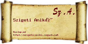 Szigeti Anikó névjegykártya